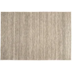 Tapis rectangulaire en laine tissée couleur blanc et kaki QUENTIN