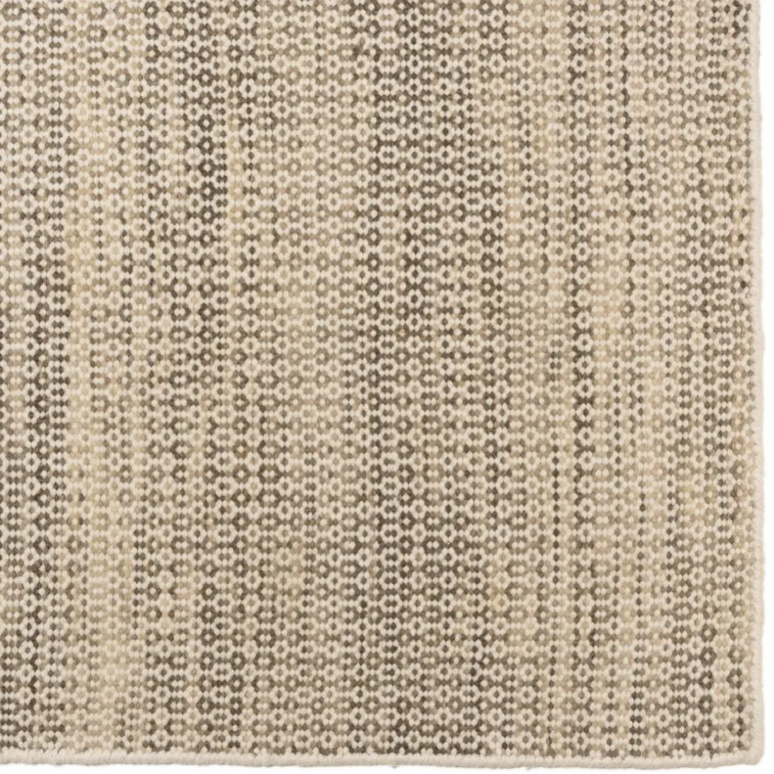 Tapis rectangulaire en laine tissée couleur blanc et kaki QUENTIN