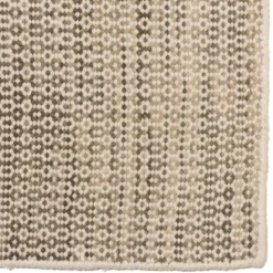 Tapis rectangulaire en laine tissée couleur blanc et kaki QUENTIN