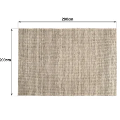 Tapis rectangulaire en laine tissée couleur blanc et kaki QUENTIN