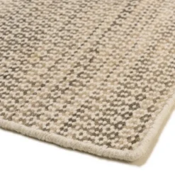 Tapis rectangulaire en laine tissée couleur blanc et kaki QUENTIN