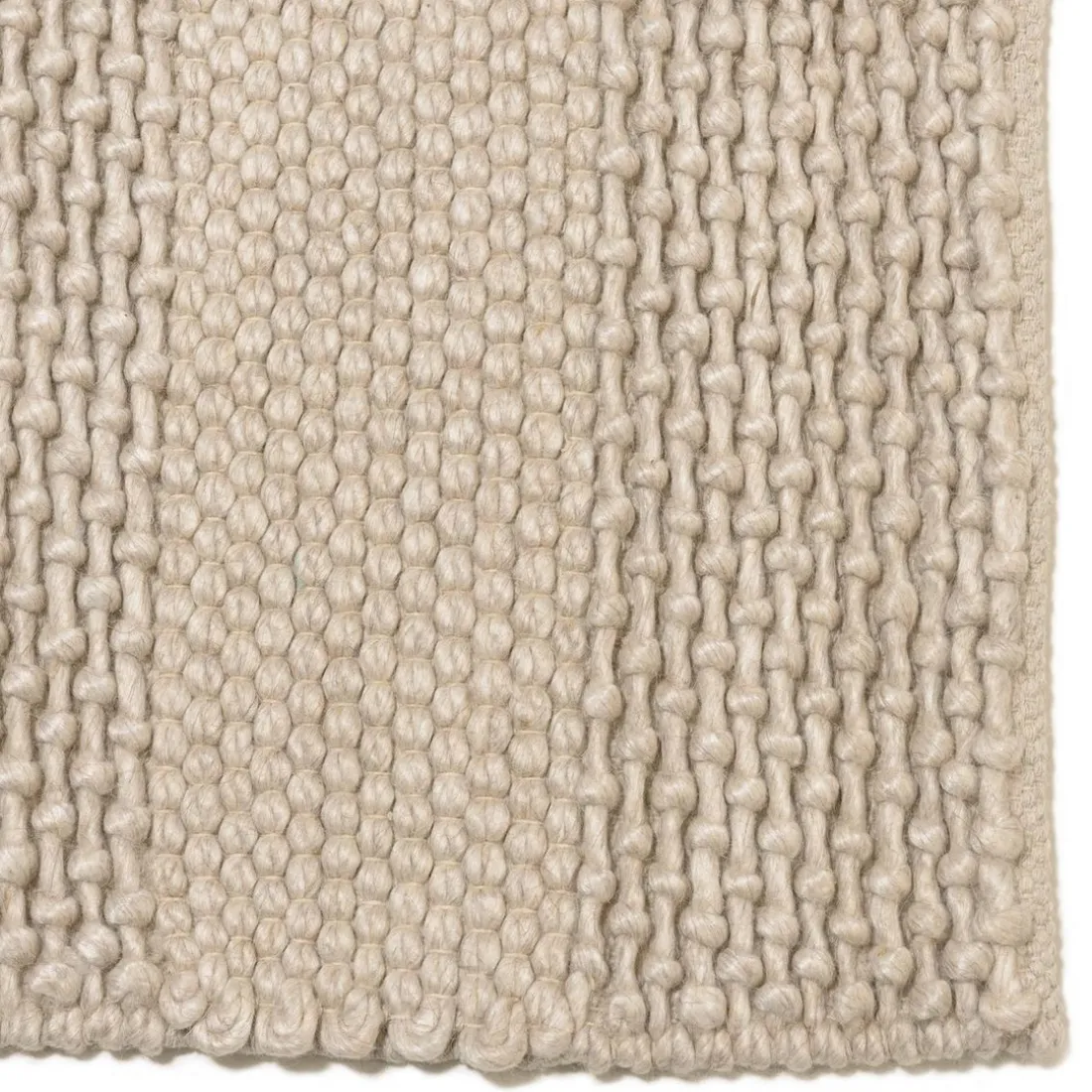 Tapis rectangulaire en laine tissée couleur lin QUENTIN