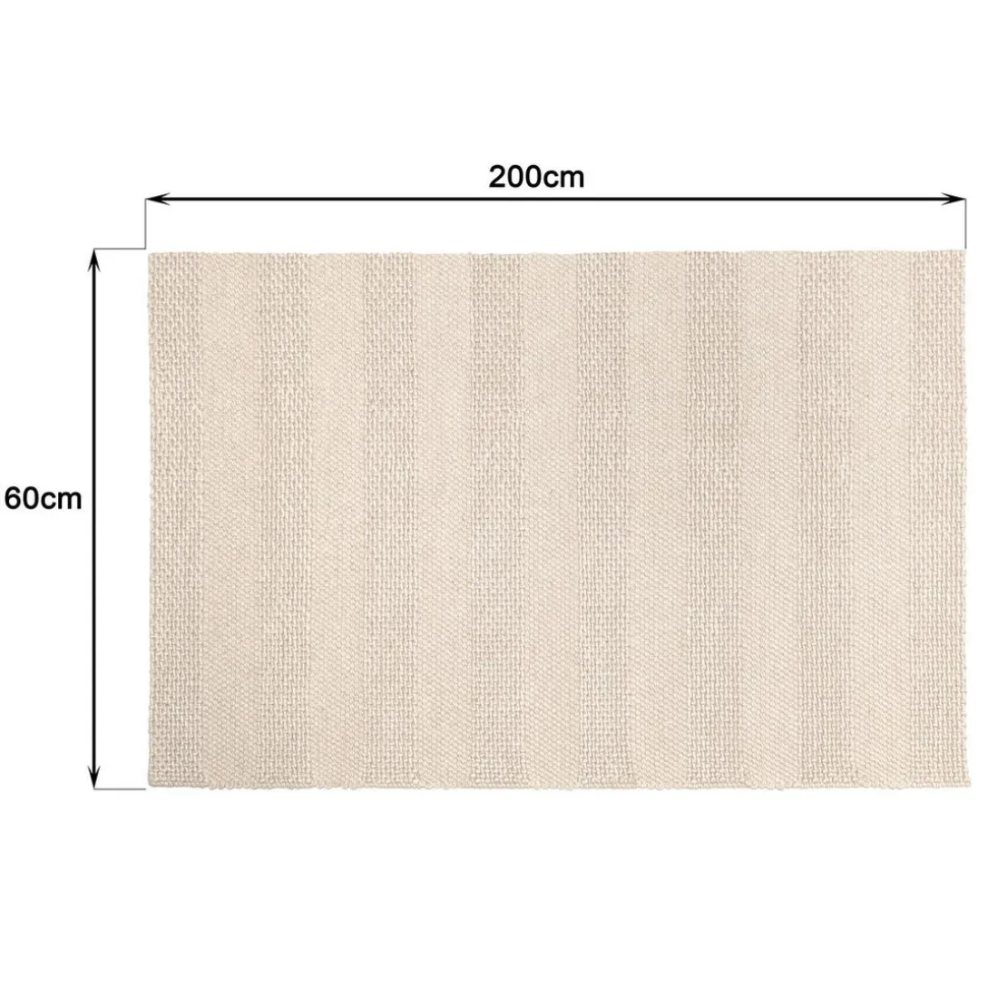 Tapis rectangulaire en laine tissée couleur lin QUENTIN