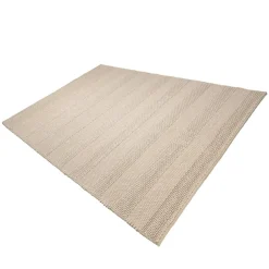 Tapis rectangulaire en laine tissée couleur lin QUENTIN