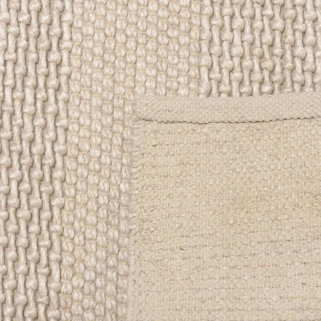 Tapis rectangulaire en laine tissée couleur lin QUENTIN