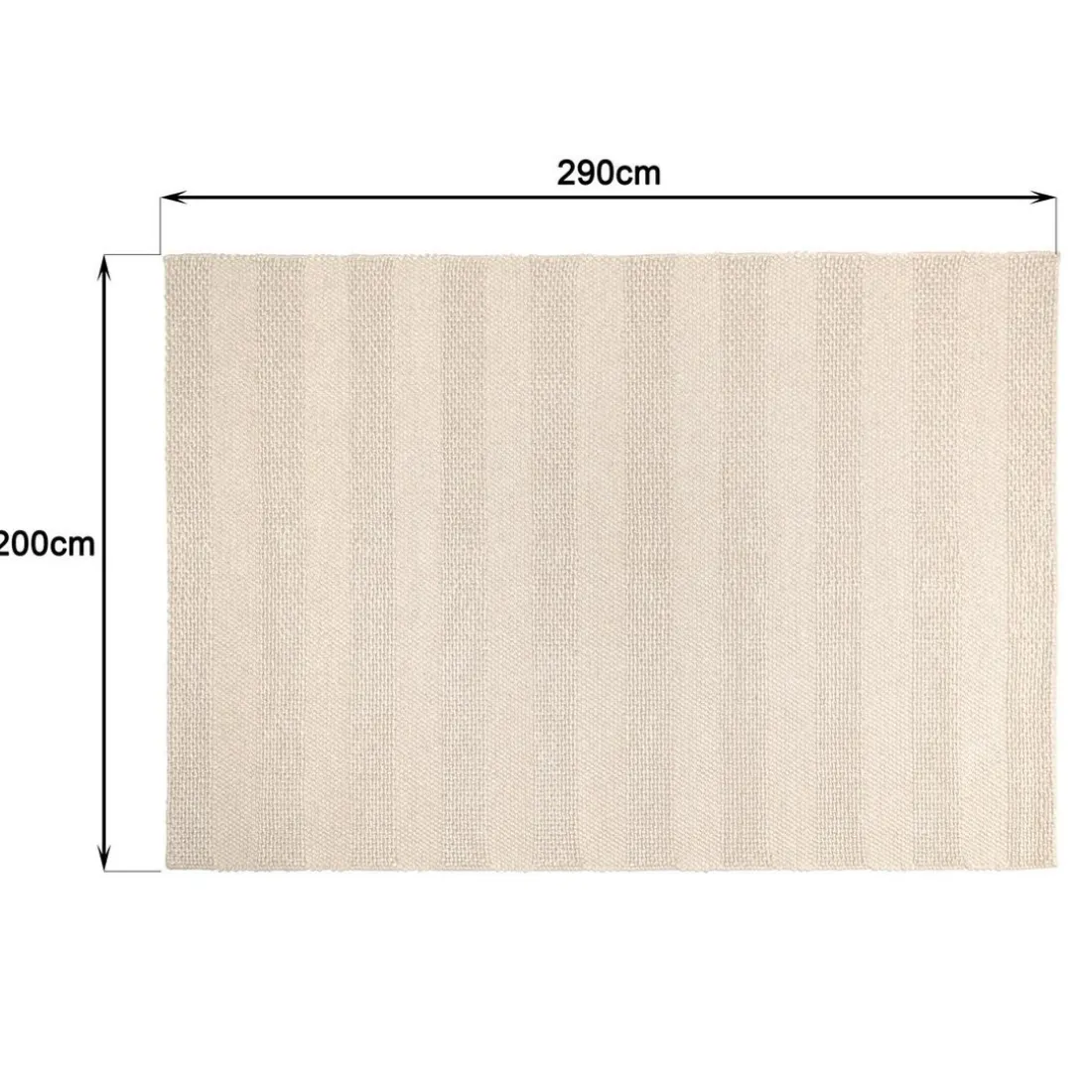 Tapis rectangulaire en laine tissée couleur lin QUENTIN