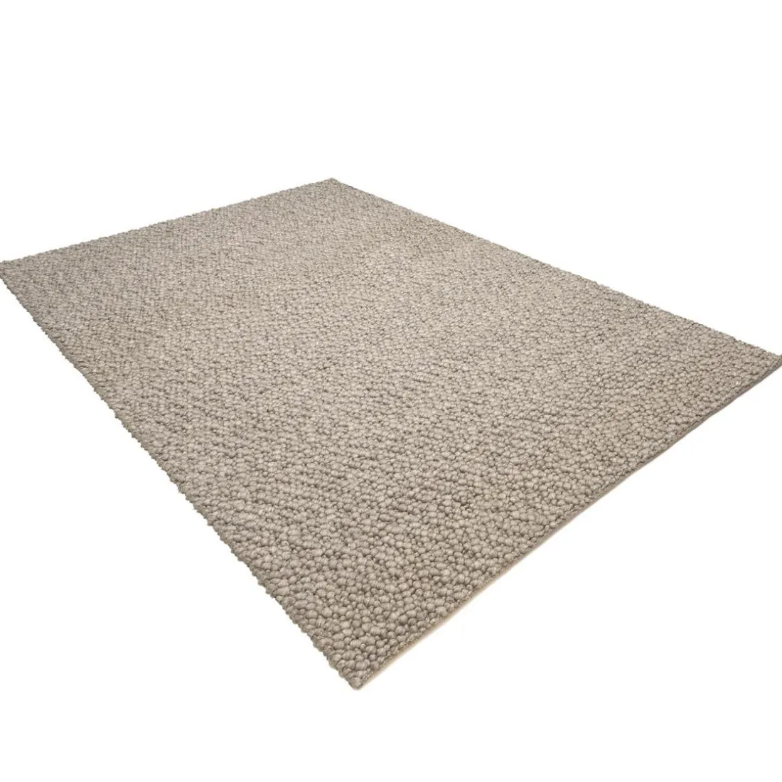 Tapis rectangulaire en laine bouclée taupe QUENTIN