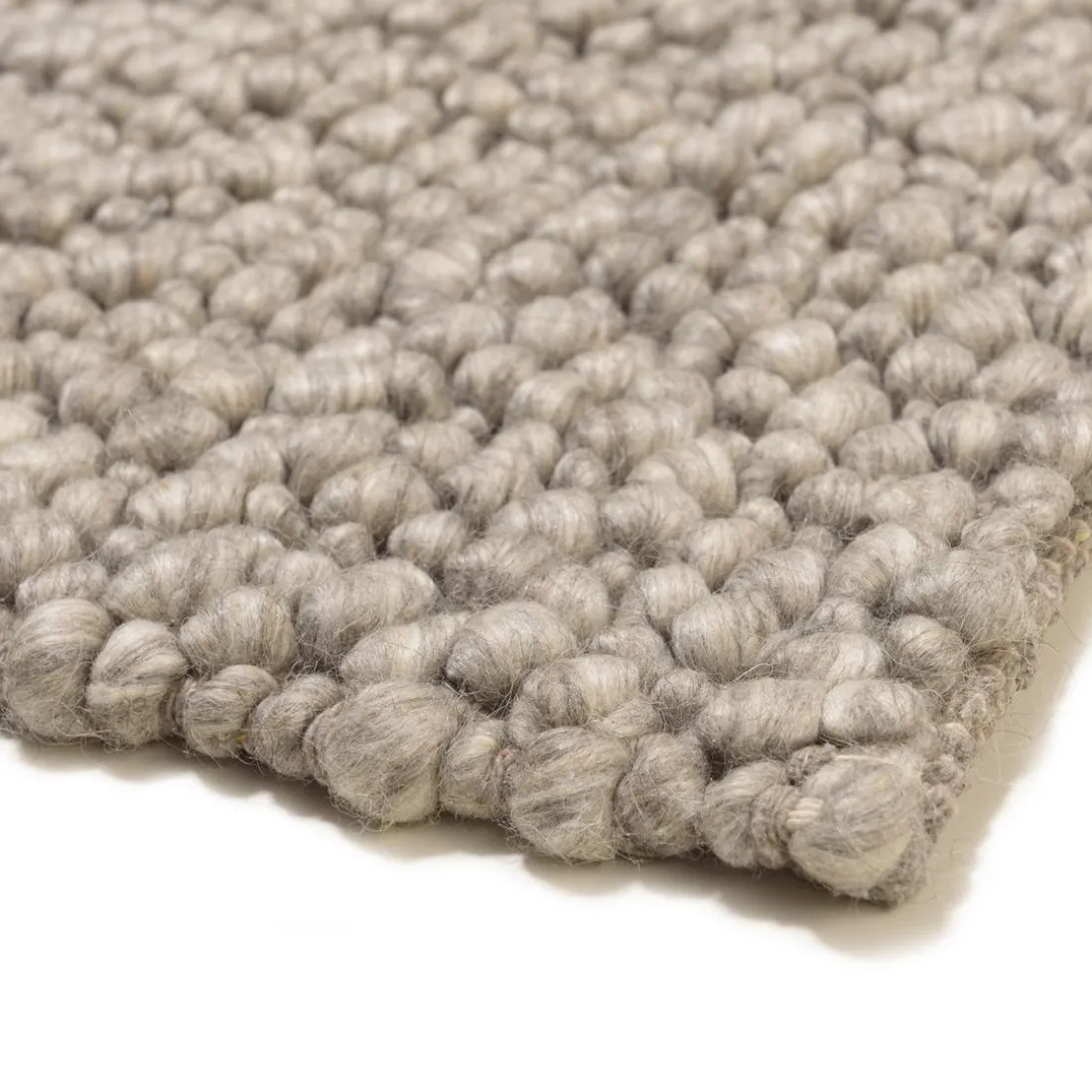 Tapis rectangulaire en laine bouclée taupe QUENTIN