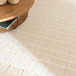 Tapis rectangulaire 200x290cm en coton recyclé couleur ivoire SACHA