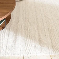 Tapis rectangulaire 200x290cm laine texturée nuances de beige SACHA