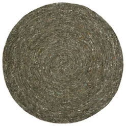 Tapis rond laine feutrée NEETHU olive taille M