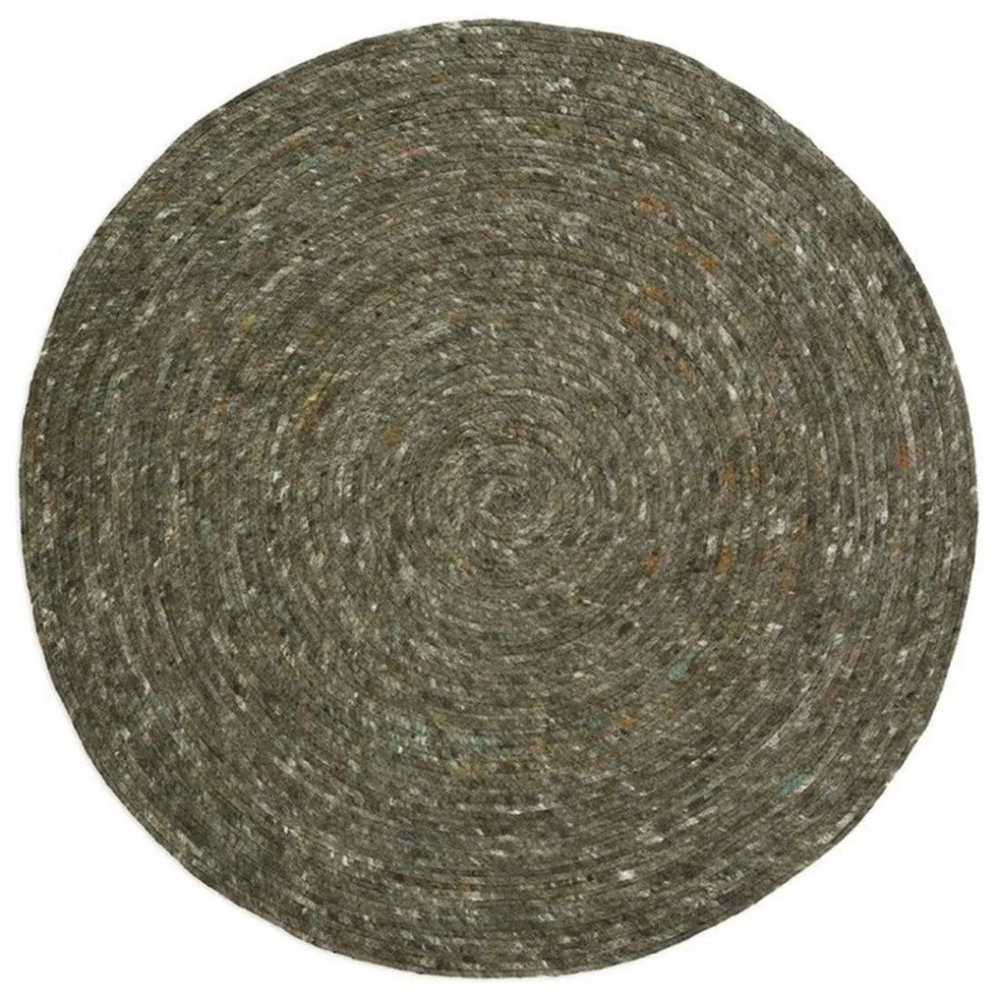 Tapis rond laine feutrée NEETHU olive taille S