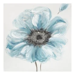 Toile Peinture Fleurs bleu 48 x 48 cm
