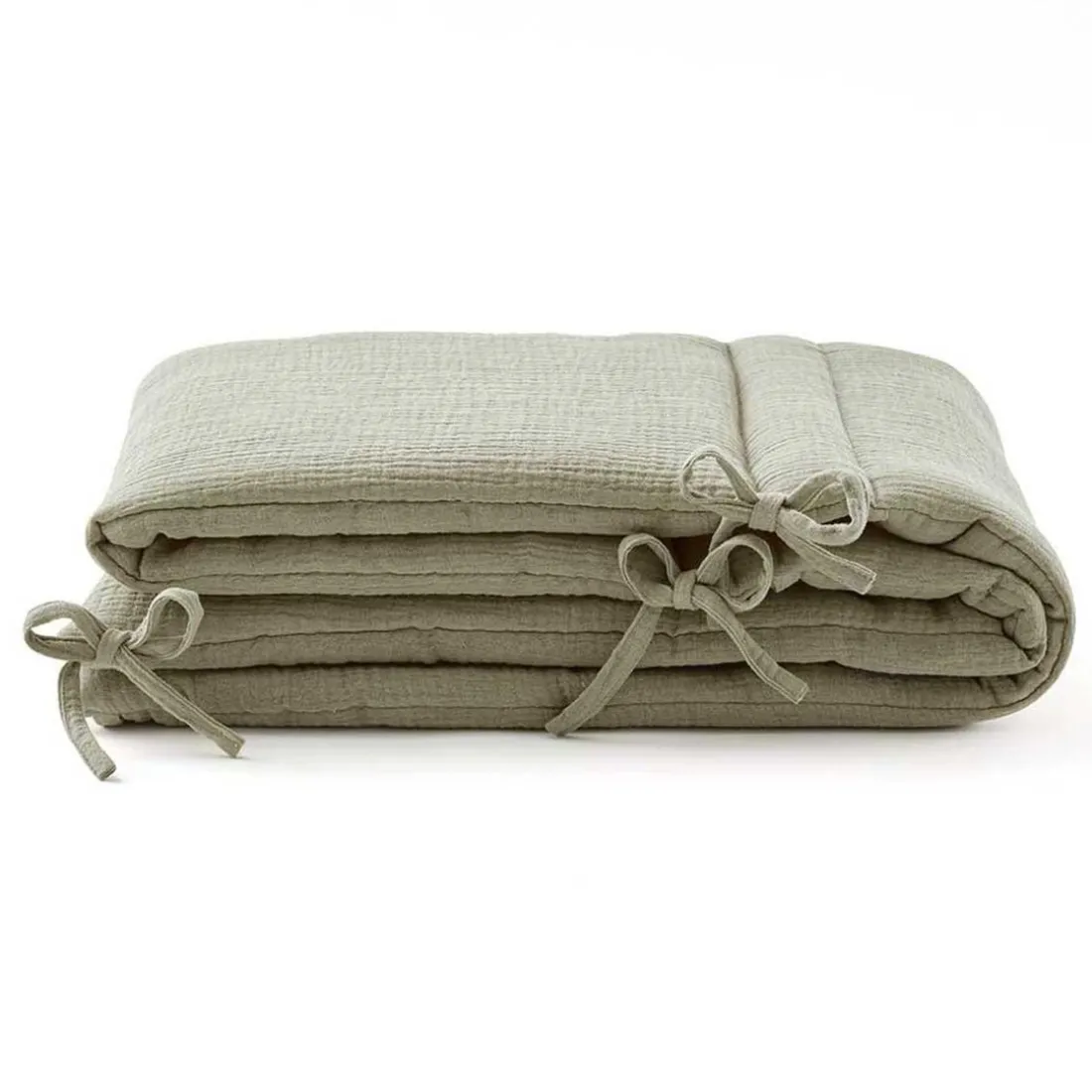 Tour de lit en gaze de coton VERT SAUGE