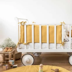 Tour de lit en gaze de coton MOUTARDE