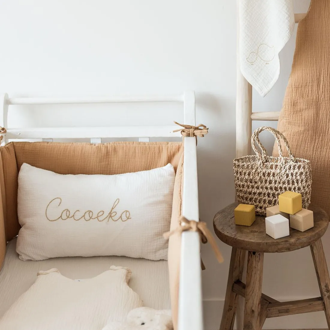 Tour de lit en gaze de coton CAMEL