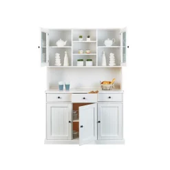 Vaisselier 5 portes en Bois Massif Blanc