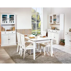 Vaisselier 5 portes en Bois Massif Blanc