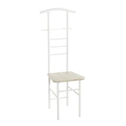 Valet de chambre blanc assise décor chène