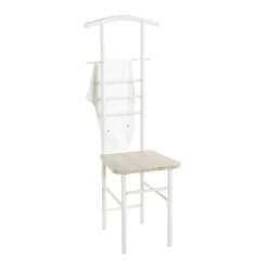 Valet de chambre blanc assise décor chène