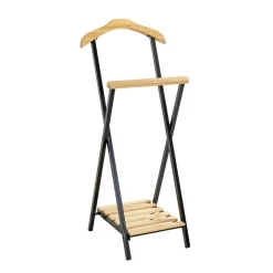 Valet de chambre bois et métal noir