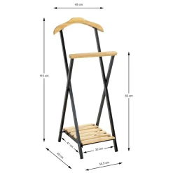 Valet de chambre bois et métal noir