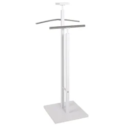 Valet de chambre laqué blanc cintre métal chromé