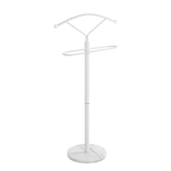 Valet de chambre métal laqué blanc et pied marbre