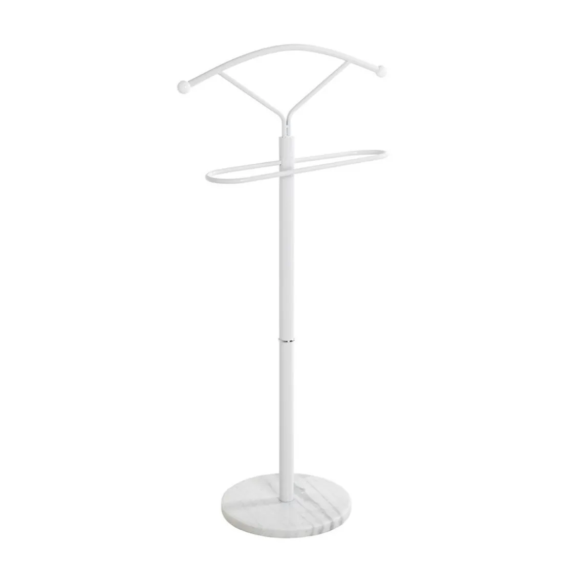 Valet de chambre métal laqué blanc et pied marbre