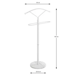 Valet de chambre métal laqué blanc et pied marbre