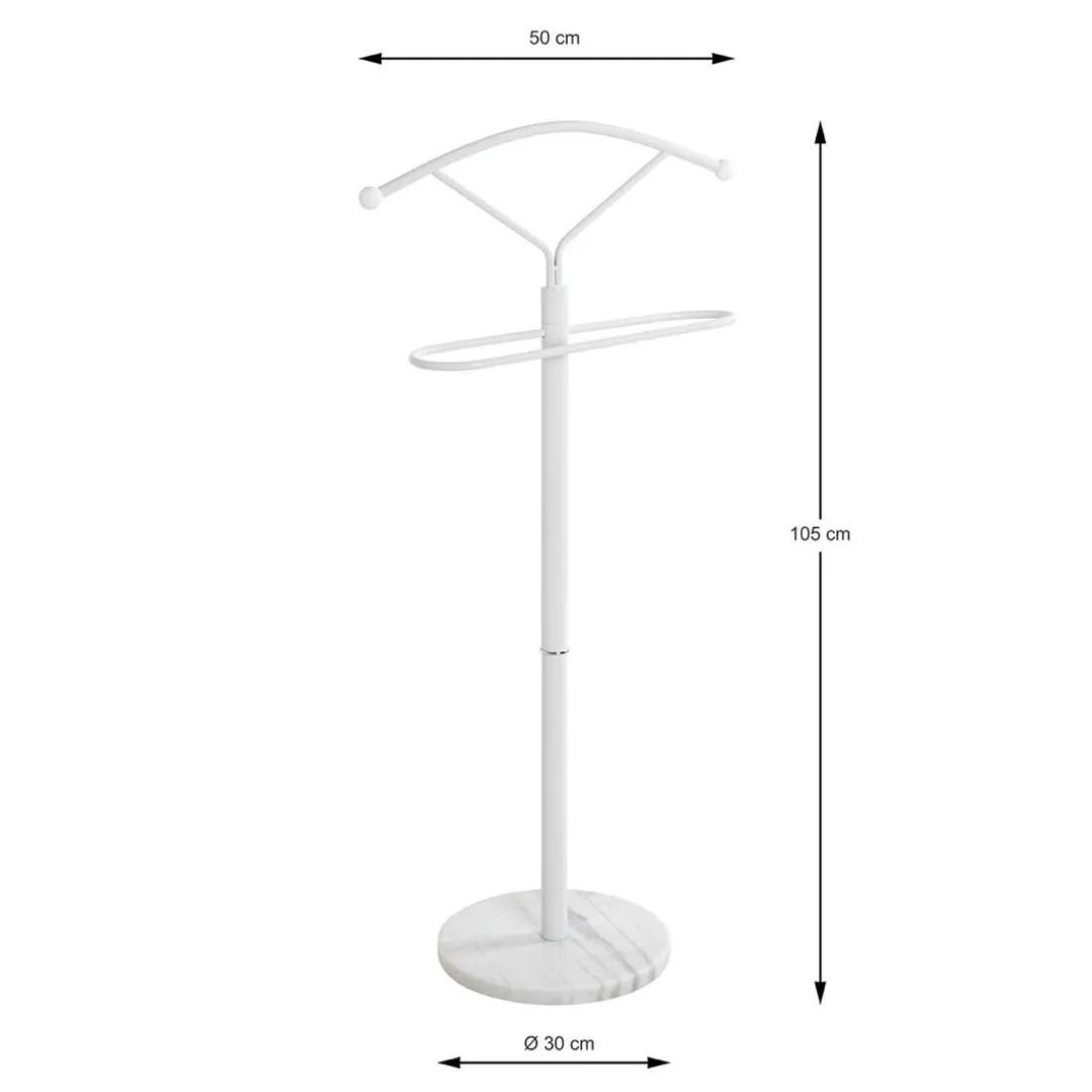 Valet de chambre métal laqué blanc et pied marbre