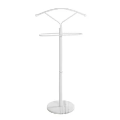 Valet de chambre métal laqué blanc et pied marbre