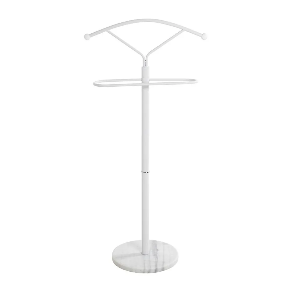 Valet de chambre métal laqué blanc et pied marbre
