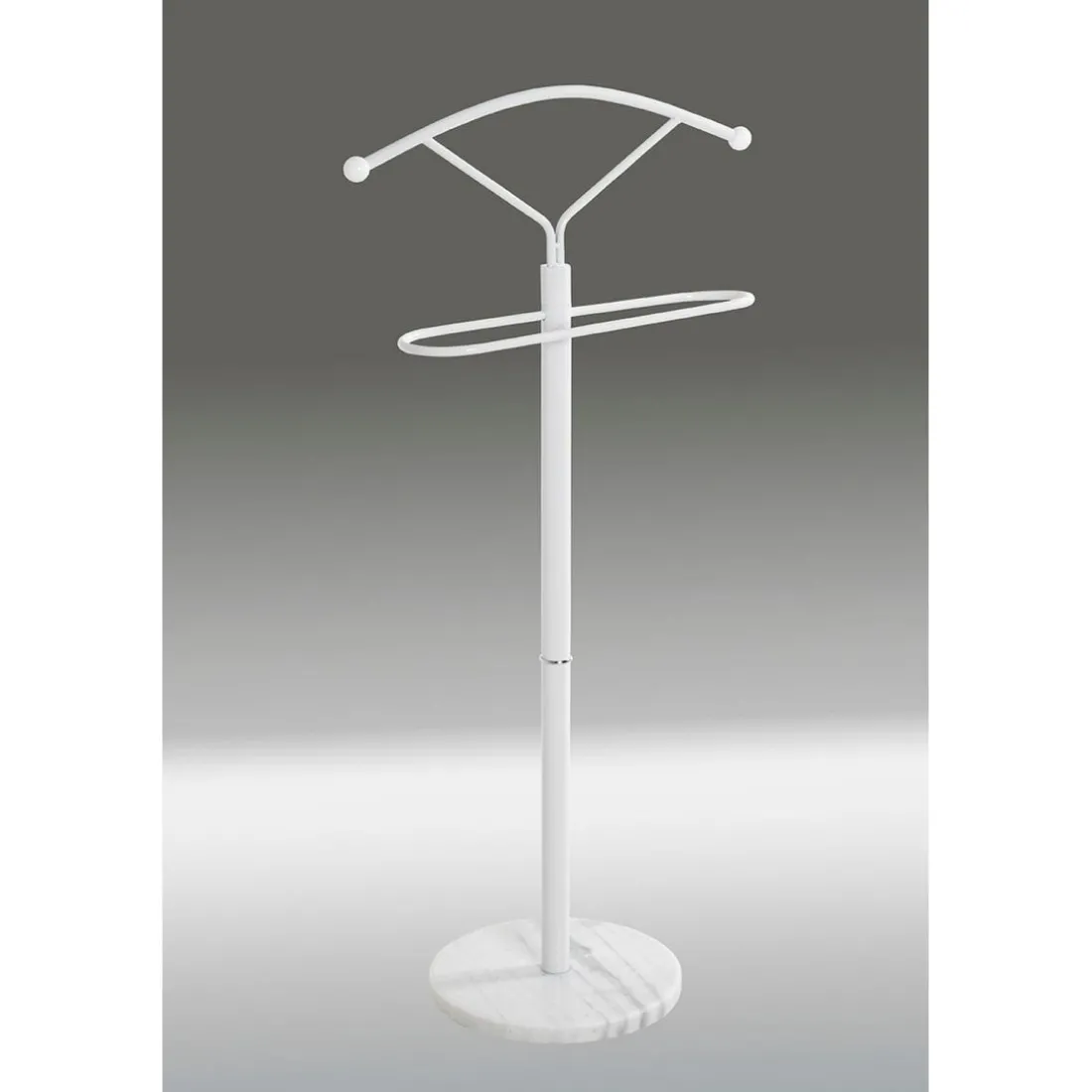 Valet de chambre métal laqué blanc et pied marbre