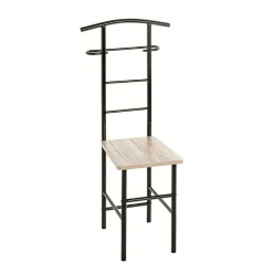 Valet de chambre noir et assise en décor chène San Remo