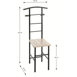 Valet de chambre noir et assise en décor chène San Remo