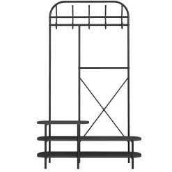 Vestiaire d'entrée 3 niveaux et 5 crochets Noir Style Industriel