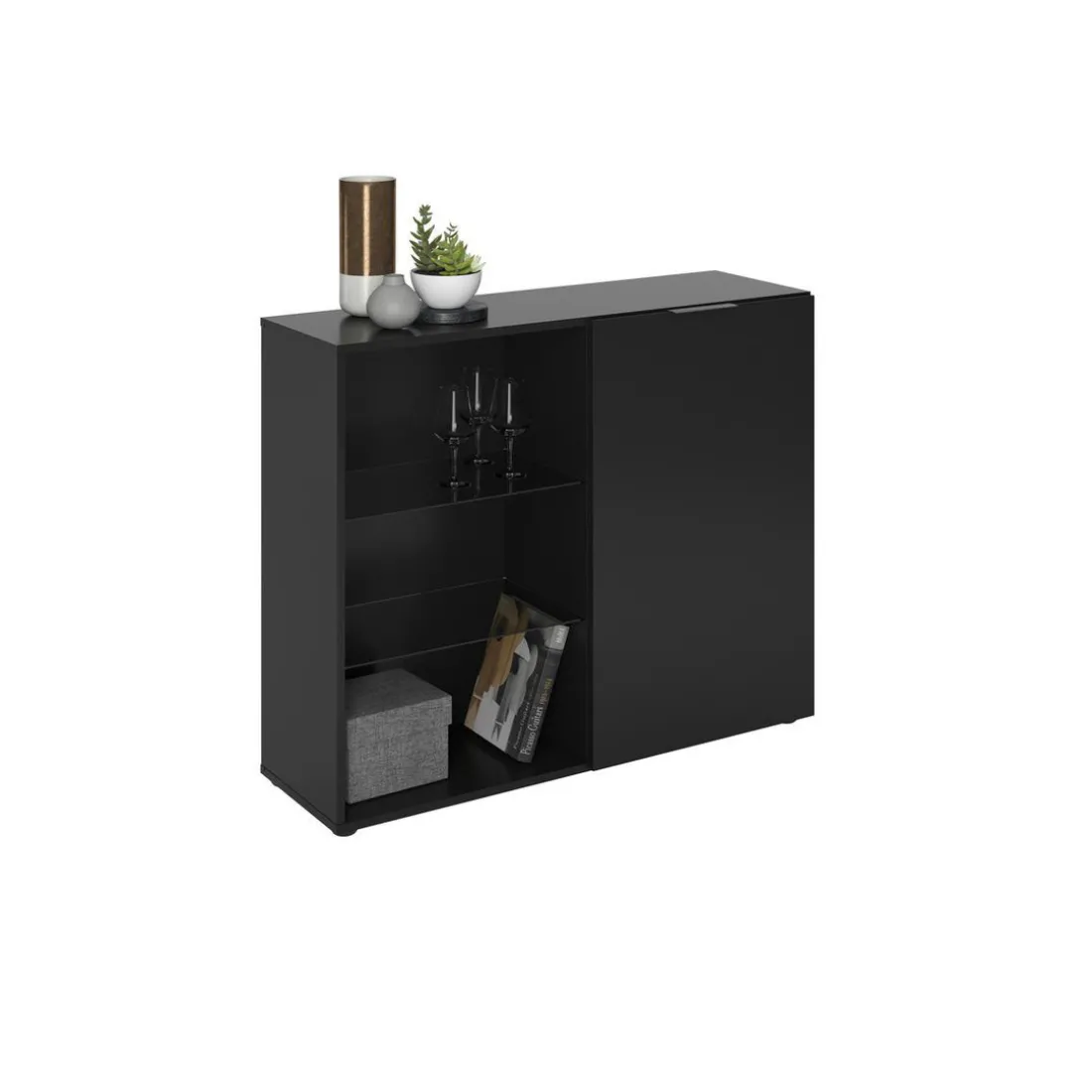 Vitrine 1 Porte 3 Compartiments DARK