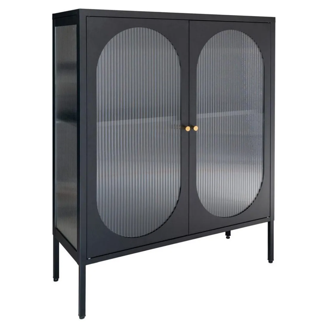 Vitrine ADELAIDE Noir Avec Porte En Verre Ondulé 35x90x110 Cm