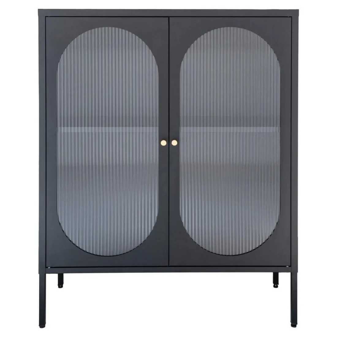 Vitrine ADELAIDE Noir Avec Porte En Verre Ondulé 35x90x110 Cm