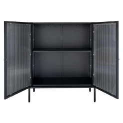 Vitrine ADELAIDE Noir Avec Porte En Verre Ondulé 35x90x110 Cm