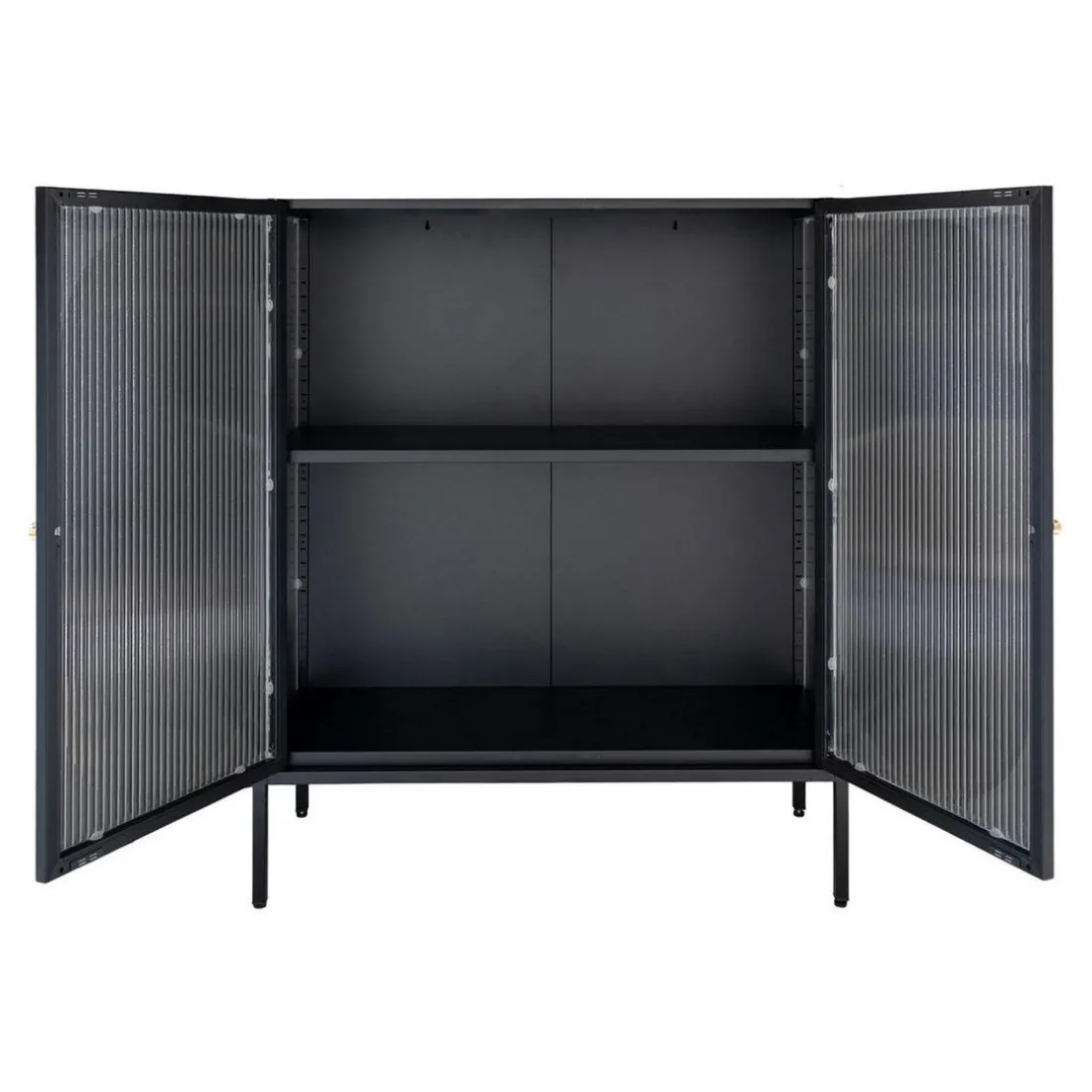 Vitrine ADELAIDE Noir Avec Porte En Verre Ondulé 35x90x110 Cm