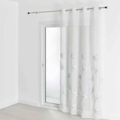 Voilage en Étamine Brodée Blanc BLOIS