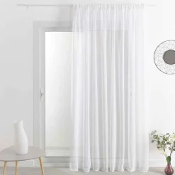 Voilage en Étamine Unie Effet Lin Blanc MATIERE