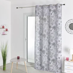 Voilage Etamine Imprimée Gris Perle 140x240